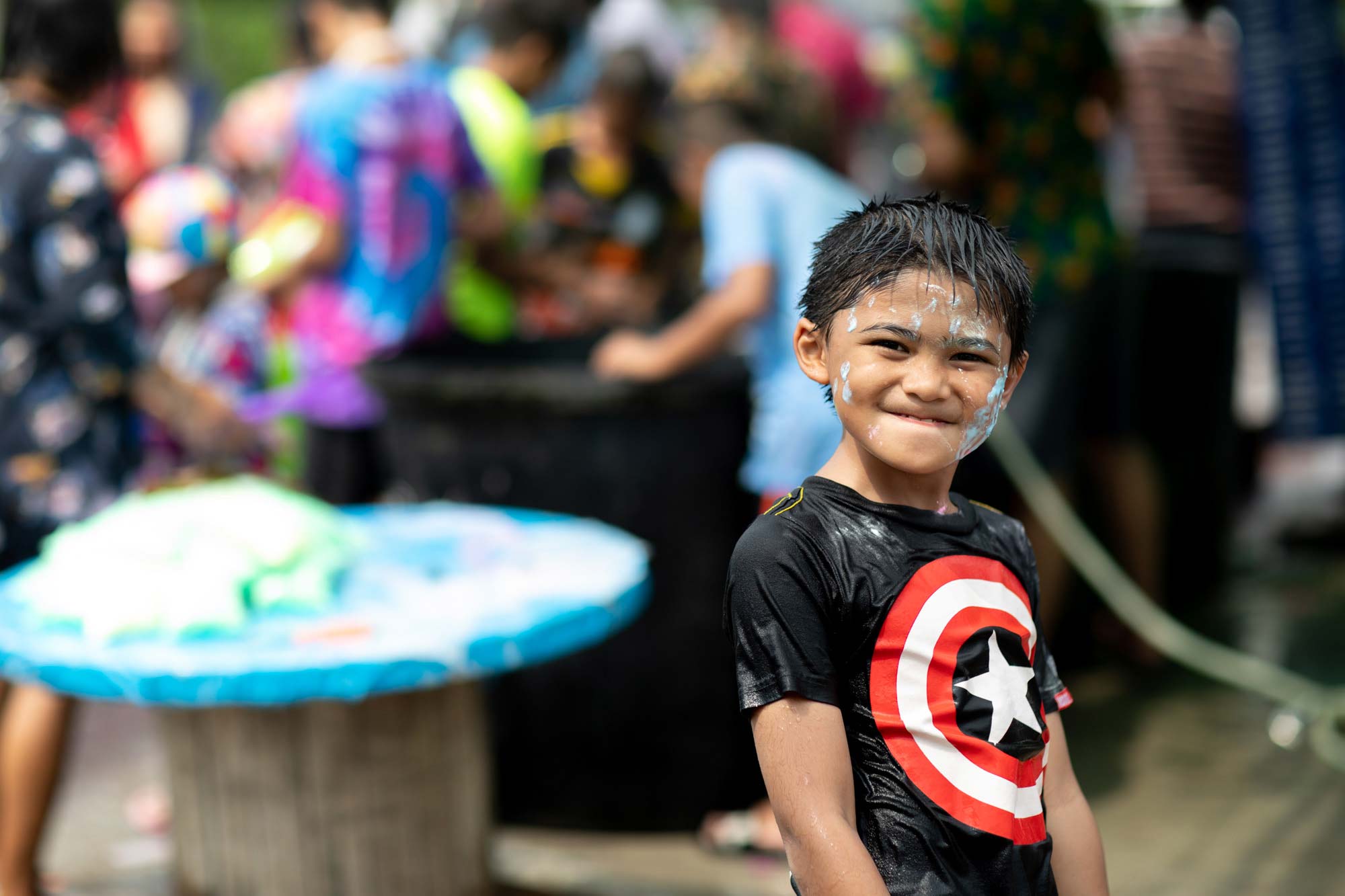 Smiling Boy with painted face | Songkran Thailand | Travel Phogoraphy | Portrait Photography