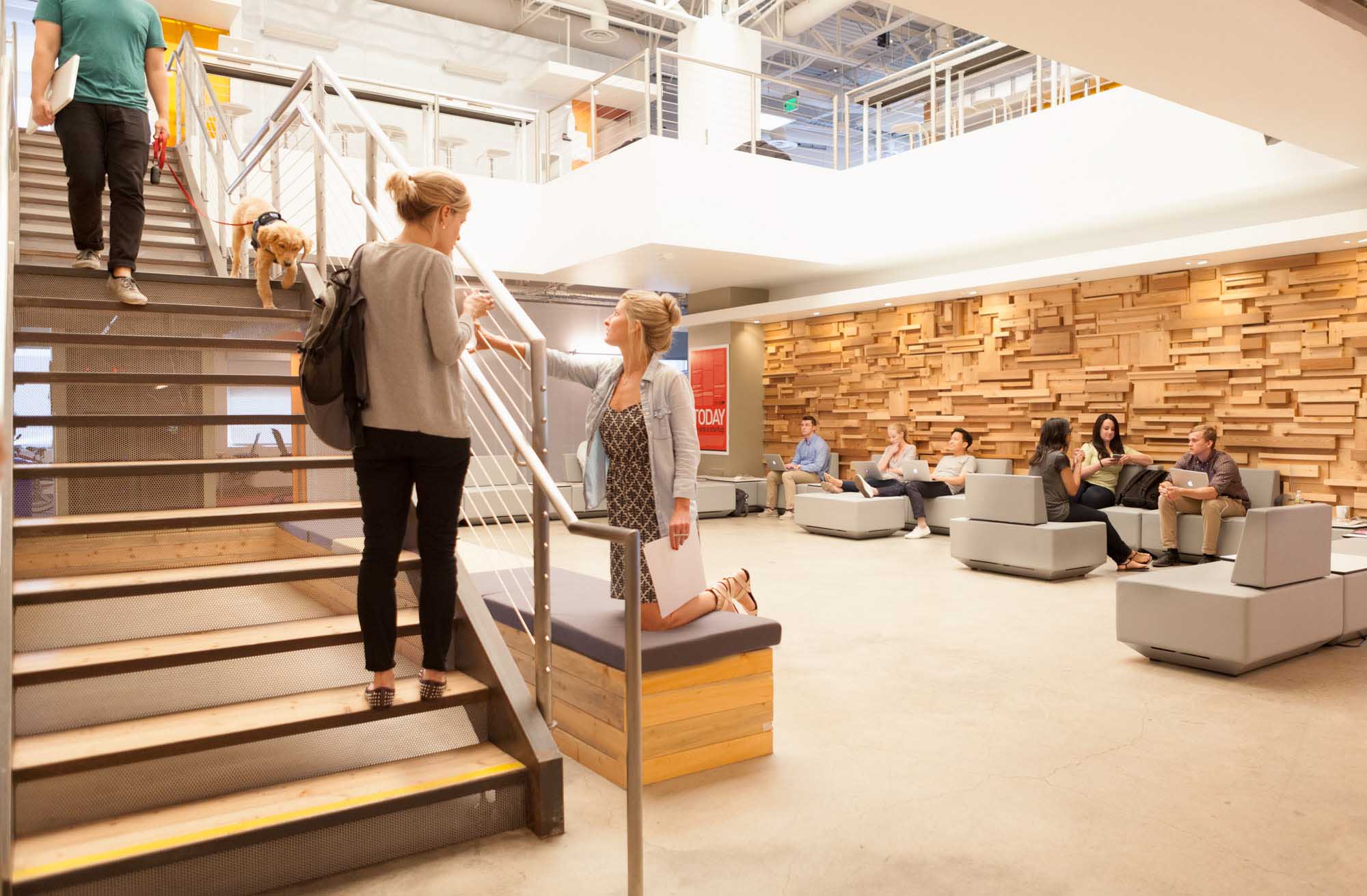 A bustling corporate office in Los Angeles. 