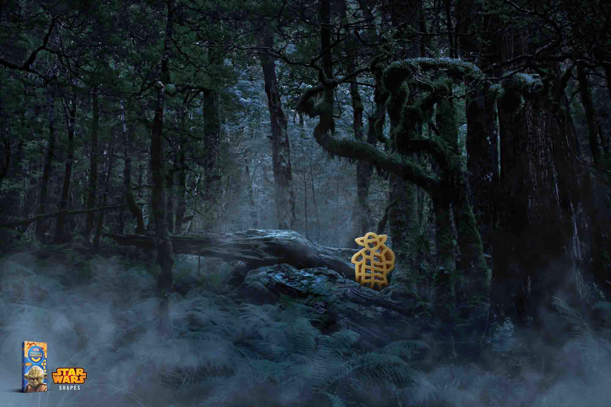 Conceptual advertising image created for Kraft Mac & Cheese featuring a Star Wars–inspired scene, published on the cover of Communication Arts magazine
