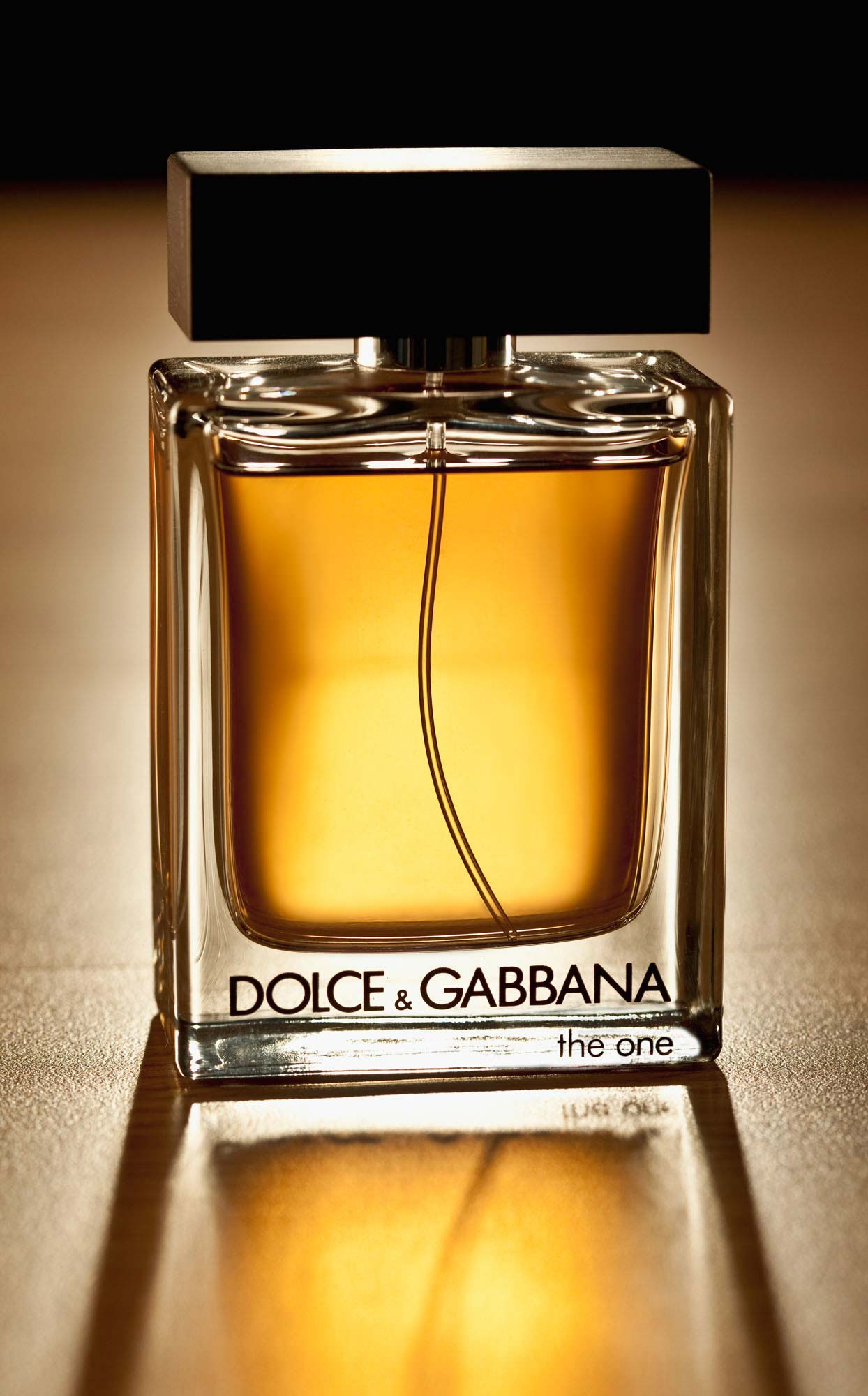 Product photography of Dolce & Gabbana The One cologne bottle